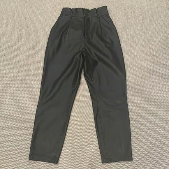 BB Dakota Steve Madden Faux Leather Paper Bag Waist Band Pants Size 8 - Picture 1 of 5